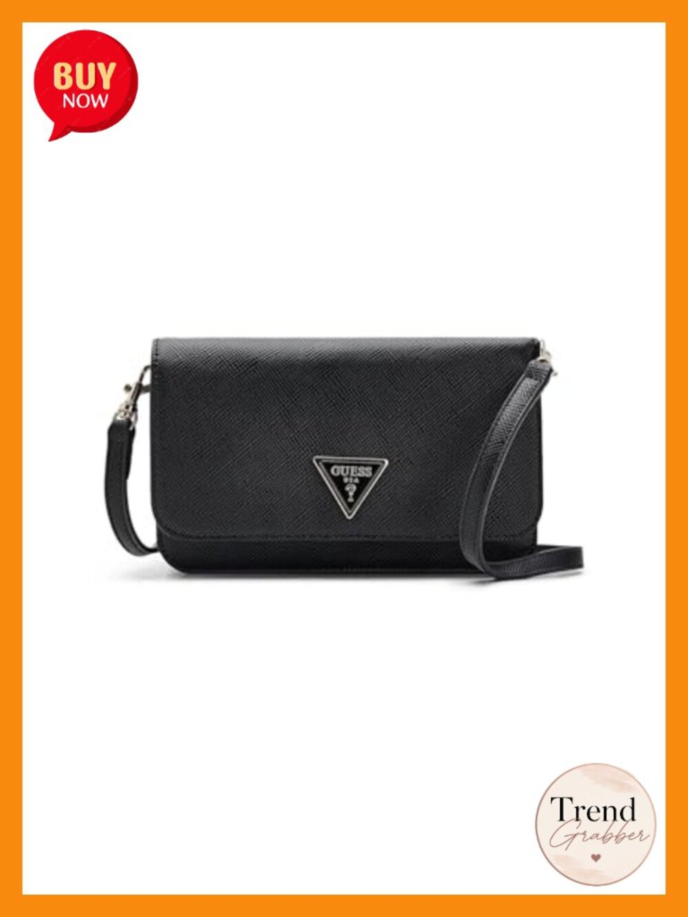 PU Leather Crossbody Flap Organizer with Multiple Card Slots and Zip Pocket